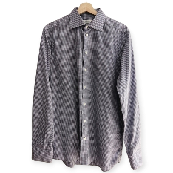 Eton Contemporary Fit Plaid Button Up Dress Shirt 16 Large - Picture 16 of 16